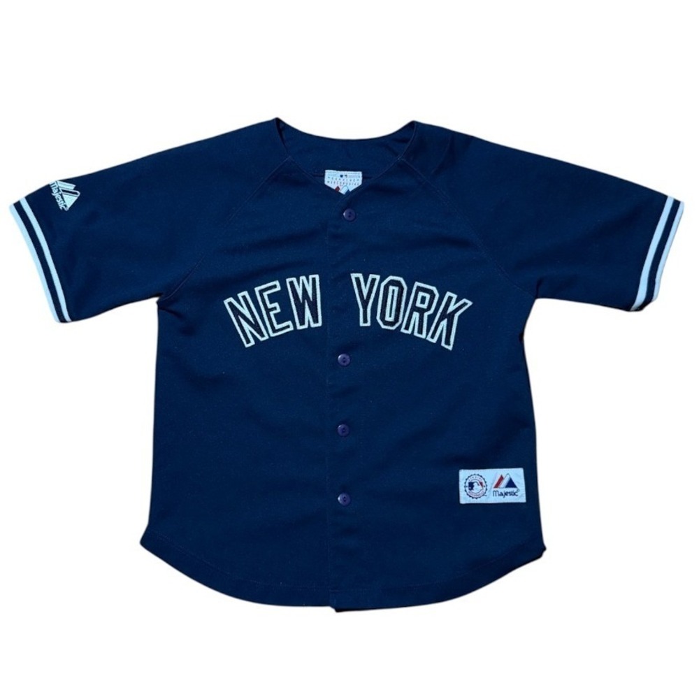 Vintage Y2K Majestic New York Yankees MLB Baseball NYC Navy Blue Youth Jersey